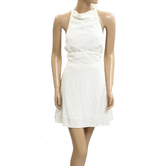 Free People Free-Est Callie Chic Mini Dress Halter White Open Back S New 283479 - Picture 1 of 4